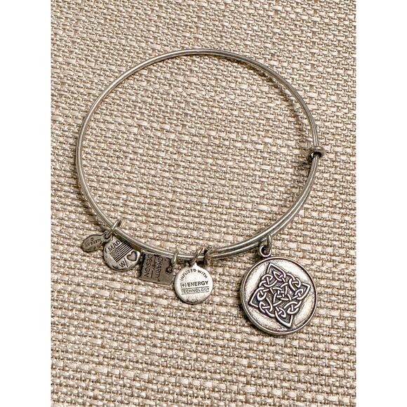 Alex and Ani Women's Celtic Knot Charm Bangle Bracelet Rafaelian Silver Finish - Picture 1 of 4